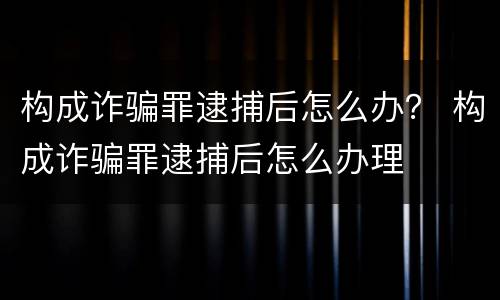构成诈骗罪逮捕后怎么办？ 构成诈骗罪逮捕后怎么办理