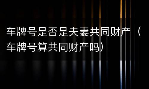车牌号是否是夫妻共同财产（车牌号算共同财产吗）