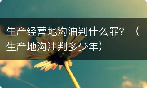 生产经营地沟油判什么罪？（生产地沟油判多少年）