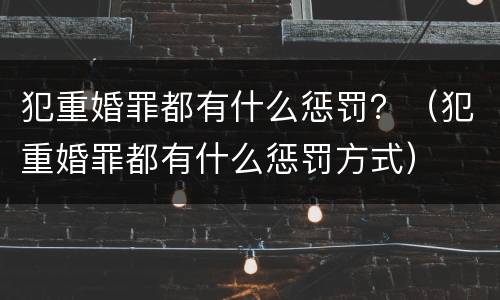 犯重婚罪都有什么惩罚？（犯重婚罪都有什么惩罚方式）