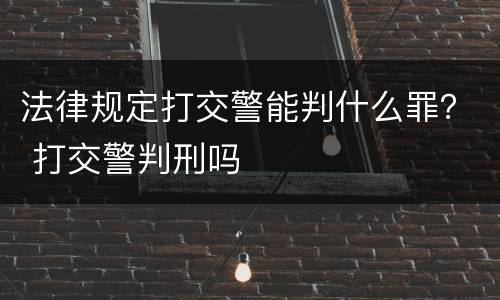 法律规定打交警能判什么罪？ 打交警判刑吗