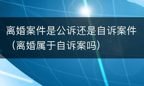 离婚案件是公诉还是自诉案件（离婚属于自诉案吗）