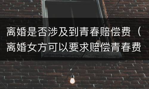 离婚是否涉及到青春赔偿费（离婚女方可以要求赔偿青春费吗）