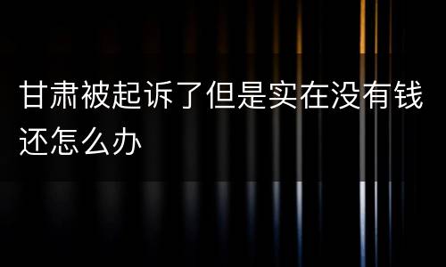 甘肃被起诉了但是实在没有钱还怎么办