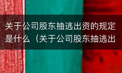 关于公司股东抽逃出资的规定是什么（关于公司股东抽逃出资的规定是什么意思）