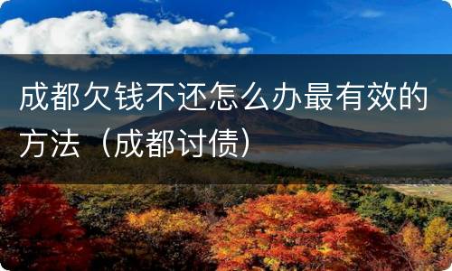 成都欠钱不还怎么办最有效的方法（成都讨债）