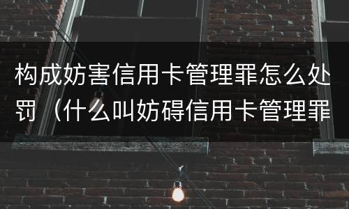 构成妨害信用卡管理罪怎么处罚（什么叫妨碍信用卡管理罪）