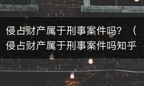 侵占财产属于刑事案件吗？（侵占财产属于刑事案件吗知乎）