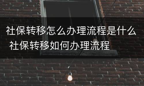 社保转移怎么办理流程是什么 社保转移如何办理流程