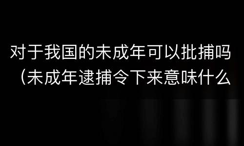 对于我国的未成年可以批捕吗（未成年逮捕令下来意味什么）