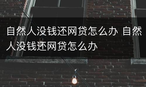 自然人没钱还网贷怎么办 自然人没钱还网贷怎么办