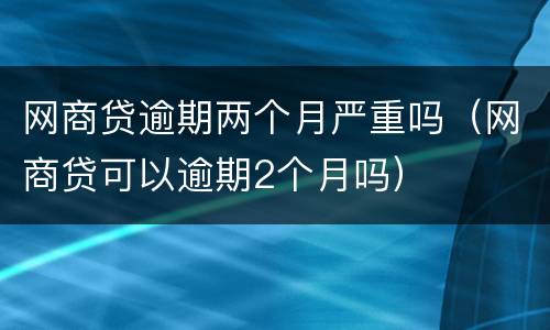 网商贷逾期两个月严重吗（网商贷可以逾期2个月吗）