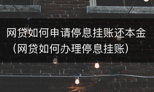 网贷如何申请停息挂账还本金（网贷如何办理停息挂账）