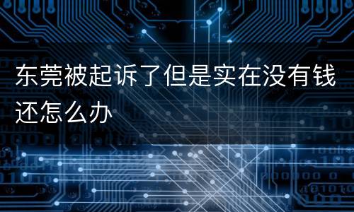 东莞被起诉了但是实在没有钱还怎么办