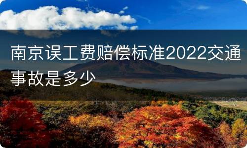 南京误工费赔偿标准2022交通事故是多少