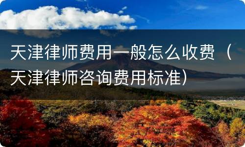 天津律师费用一般怎么收费（天津律师咨询费用标准）