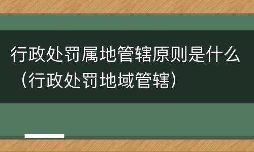 行政处罚属地管辖原则是什么（行政处罚地域管辖）