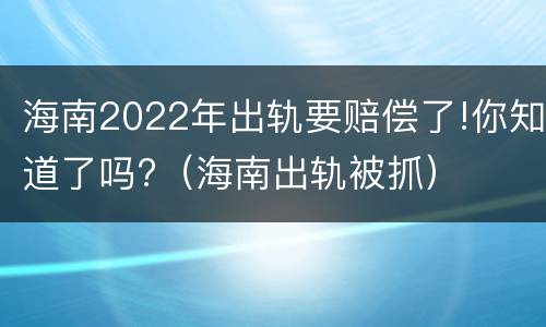 海南2022年出轨要赔偿了!你知道了吗?（海南出轨被抓）