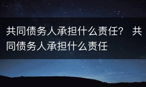 共同债务人承担什么责任？ 共同债务人承担什么责任