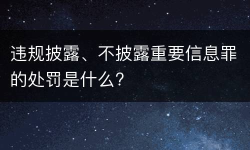 违规披露、不披露重要信息罪的处罚是什么?