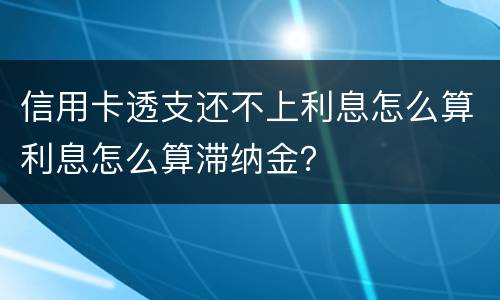 信用卡透支还不上利息怎么算利息怎么算滞纳金？