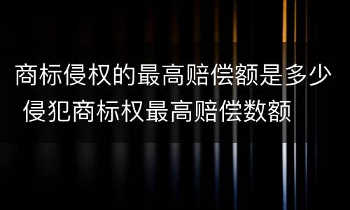 商标侵权的最高赔偿额是多少 侵犯商标权最高赔偿数额