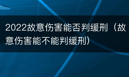 2022故意伤害能否判缓刑（故意伤害能不能判缓刑）