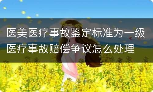 医美医疗事故鉴定标准为一级医疗事故赔偿争议怎么处理