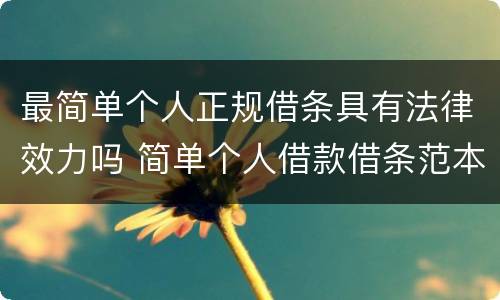 最简单个人正规借条具有法律效力吗 简单个人借款借条范本图片