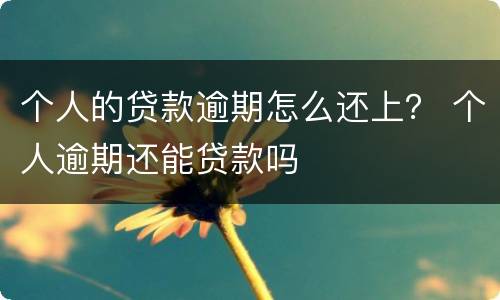 个人的贷款逾期怎么还上？ 个人逾期还能贷款吗