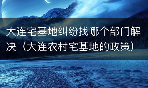 大连宅基地纠纷找哪个部门解决（大连农村宅基地的政策）