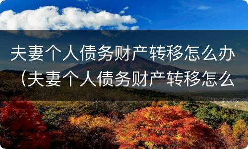 夫妻个人债务财产转移怎么办（夫妻个人债务财产转移怎么办理）