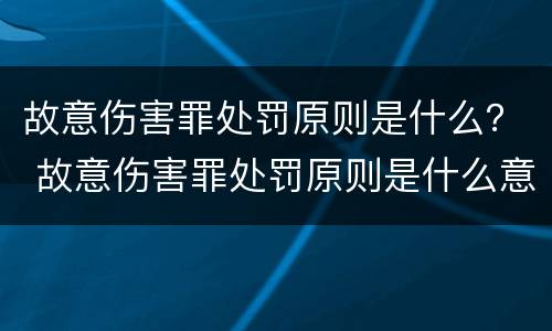 故意伤害罪处罚原则是什么？ 故意伤害罪处罚原则是什么意思