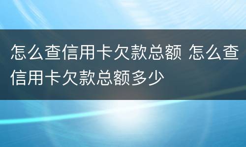 怎么查信用卡欠款总额 怎么查信用卡欠款总额多少