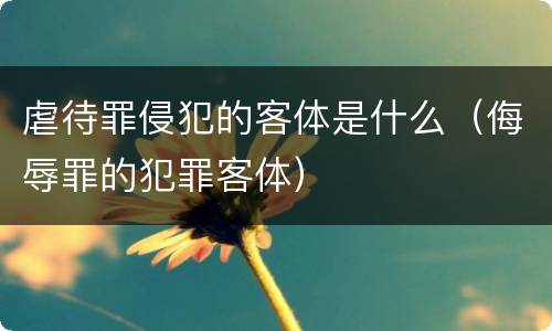 虐待罪侵犯的客体是什么（侮辱罪的犯罪客体）