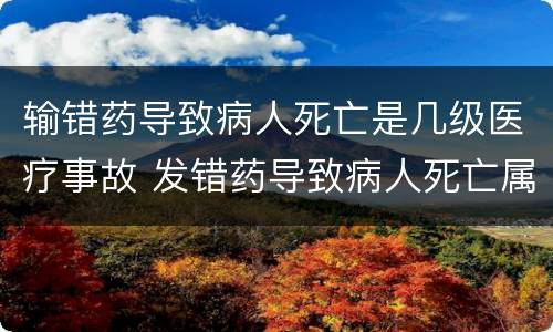 输错药导致病人死亡是几级医疗事故 发错药导致病人死亡属于什么事故