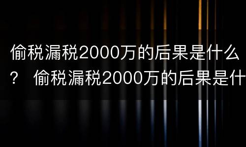 偷税漏税2000万的后果是什么？ 偷税漏税2000万的后果是什么意思