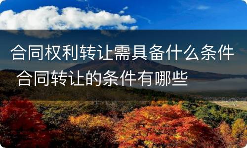 合同权利转让需具备什么条件 合同转让的条件有哪些