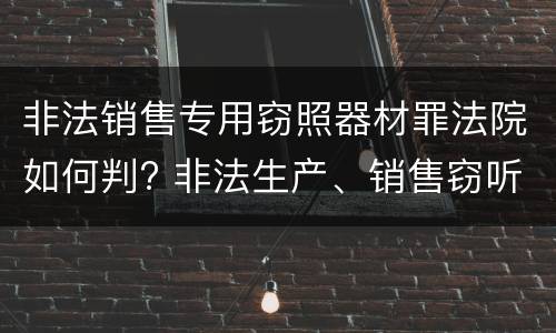非法销售专用窃照器材罪法院如何判? 非法生产、销售窃听、窃照专用器材罪