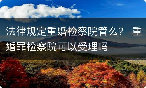 法律规定重婚检察院管么？ 重婚罪检察院可以受理吗