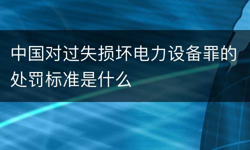 中国对过失损坏电力设备罪的处罚标准是什么