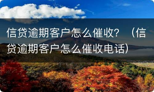 信贷逾期客户怎么催收？（信贷逾期客户怎么催收电话）