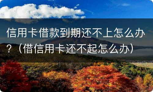 信用卡借款到期还不上怎么办?（借信用卡还不起怎么办）