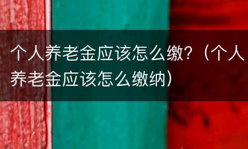 个人养老金应该怎么缴?（个人养老金应该怎么缴纳）