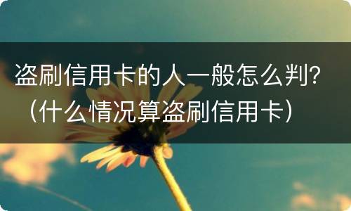 盗刷信用卡的人一般怎么判？（什么情况算盗刷信用卡）