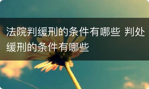 法院判缓刑的条件有哪些 判处缓刑的条件有哪些