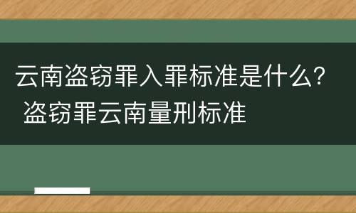 云南盗窃罪入罪标准是什么？ 盗窃罪云南量刑标准
