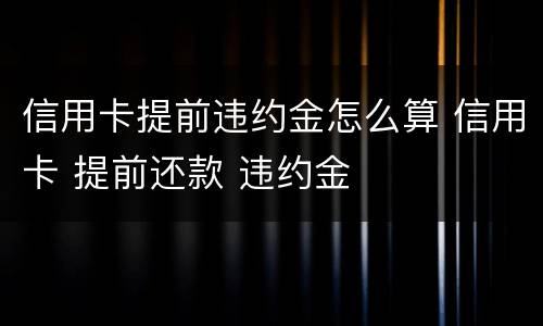 信用卡提前违约金怎么算 信用卡 提前还款 违约金