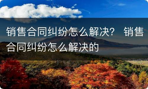 销售合同纠纷怎么解决？ 销售合同纠纷怎么解决的