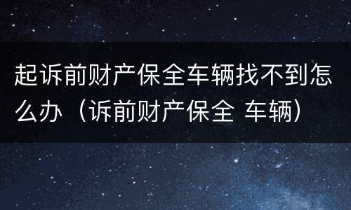 起诉前财产保全车辆找不到怎么办（诉前财产保全 车辆）